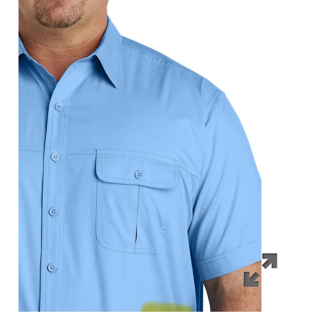 Men’s Big and Tall Harbor Bay Light Blue Co-Pilot Sport Shirt - Picture 4 of 5